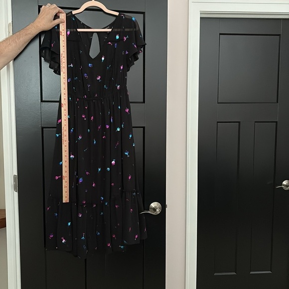 NWOT Torrid Elegant Black V-Neck Dress w/Cap Sleeves w/Embellishments.Size 00=10 - Picture 3 of 15